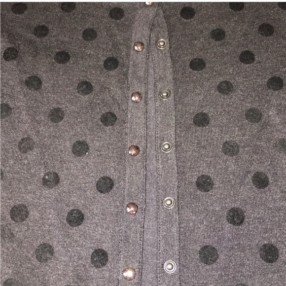 🐰WHBM black on black polka dot snap cardigan Lg - Picture 3 of 5